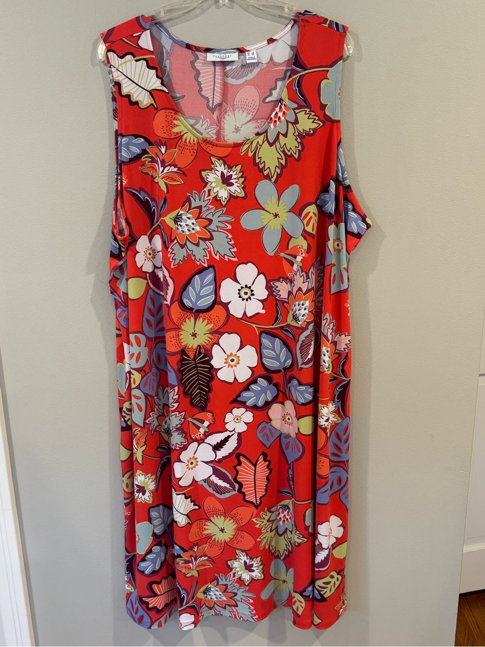 Susan Graver Passport Women’s 3X Long Maxi Dress Sleeveless Orange Blue